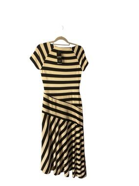 Ralph Lauren Black and Cream Striped Midi Dress